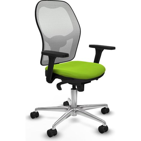 Jorquera sincro malla blanca similpiel pistacho brazos 3D base aluminio ruedas 65mm nailon (1/5)