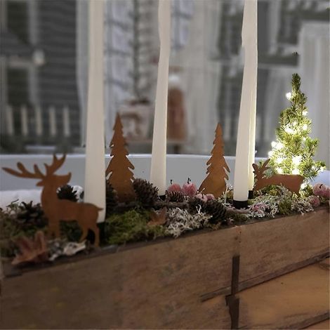 Weihnachtlicher Reh-Weihnachtsbaumstecker aus Metall für den Außenbereich – Weihnachtsdekoration für den Garten