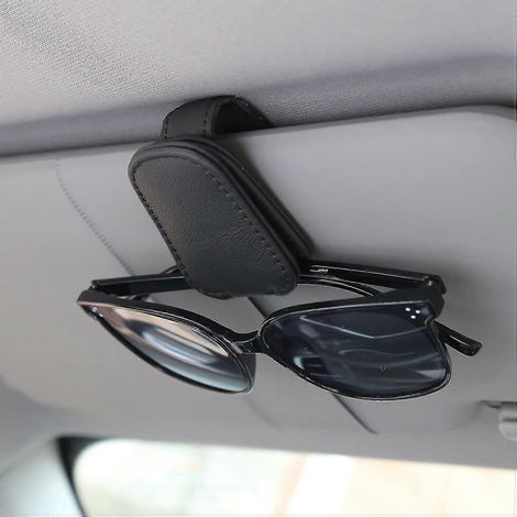 Porte-lunettes de soleil pour pare-soleil de voiture, support magnétique en cuir pour lunettes de voiture, porte-ticket pour lunettes, accessoires auto (1/5)