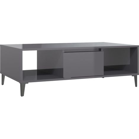 Maison Exclusive - Couchtisch Hochglanz-Grau 103,5x60x35 cm Holzw