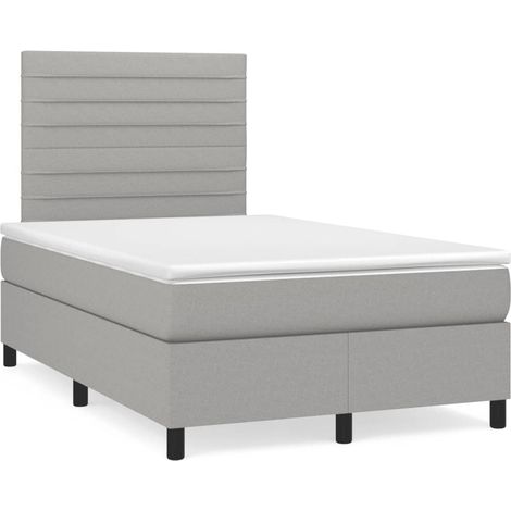 Boxspringbett mit Matratze Hellgrau 120x190 cm Stoff