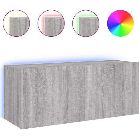 Maison Exclusive - TV-Wandschrank mit LED-Leuchten Grau Sonoma 10 (1/5)