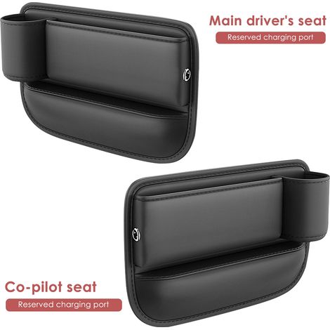 (2 pièces gauche et droite) Sac de rangement multifonction pour l'espace entre les sièges de voiture, avec porte-téléphone et porte-gobelet. Boîte de rangement en cuir PU pour l'intérieur de la voitur (1/5)