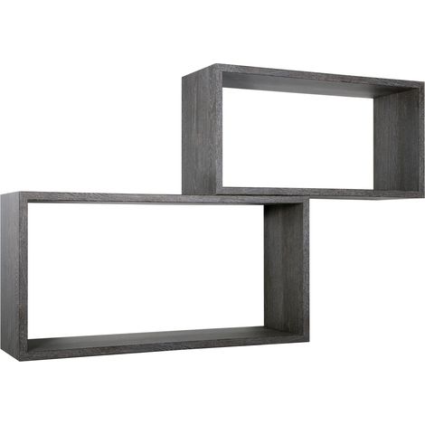 Rechteckiger 2er set wandregal mod. Bislungo farbe eiche dunkel (1/4)