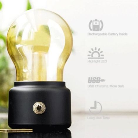 Lampe De Nuit - Lampe De Bureau Rétro Industrielle - Rechargeable USB - LED Sans Scintillement - 11x7x6 Cm - 1 Pièce (1/4)