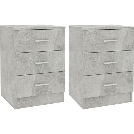 Set di 2 comodini con 3 cassetti 38 x 35 x 56 cm multistrato grigio DEC035343