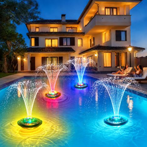 Fontaine lumineuse flottante piscine RGB 4,5W télécommande sans fil rechargeable 20 × 20 × 12 cm 750 g – Livraison gratuite (1/5)