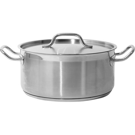 Niedriger Profi-Kochtopf mit Deckel 28x13 cm, 8 l, Edelstahl 21/0