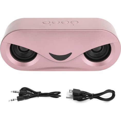 Altoparlante stereo Bluetooth portatile con luci LED e bassi potenti - Compatibile con USB - Rosa (1/5)