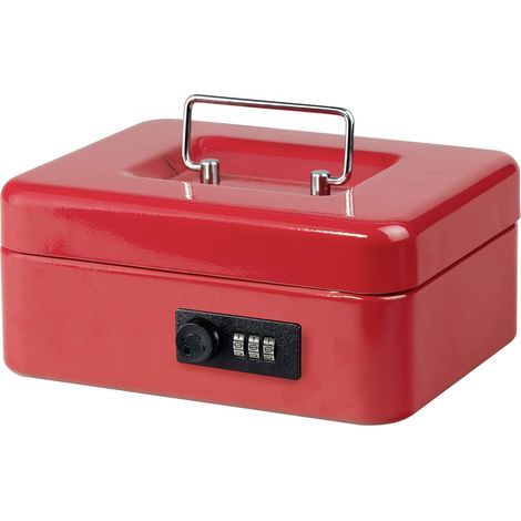 20 x 16 x 8.5cm Rouge Petite caisse avec serrure à combinaison 6" Caisse en métal durable avec plateau à billets pour boîte de verrouillage de sécurité (1/5)