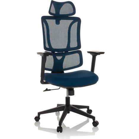 Bürostuhl / Drehstuhl ERGOMY Sitz Stoff / Rücken Netzstoff blau mybuero