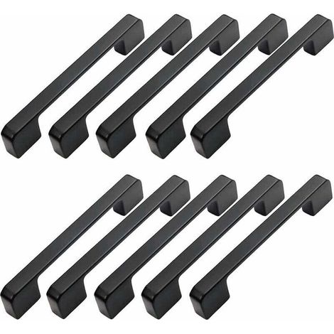10pcs Poignée Meuble Entraxe 128mm-Poignée Porte Cuisine Noire Poignee Barre Meuble Poignee De Cuisine Noire 128mm (1/4)
