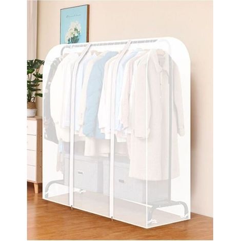 Housse de Penderie Semi-Transparente, Fermeture Éclair Résistante avec Poche à Documents, Protection Anti-Poussière pour Tringle, Portant Exclu, Modèle 96260964 (1/3)