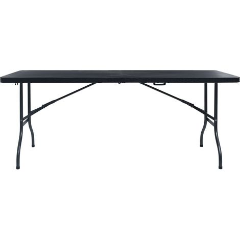 Tavolo da Giardino Pieghevole Nero 180x75x72 cm in Rattan HDPE vidaXL