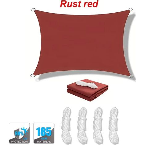 (Rouge foncé, 200x500cm) Voile d'ombrage imperméable, protection UV à 95%, haute densité, respirante, convient aux patios, piscines, etc. (1/4)