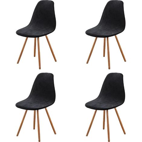 Scandinavian Chair Cover, Stretch Black Dining Chair Covers, Velvet Universal Chair Cover Without Armrests for Living Room Kitchen Home