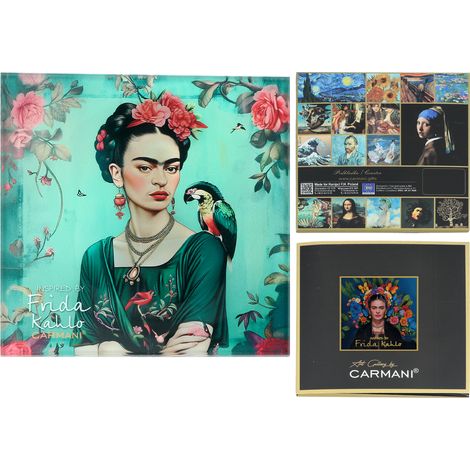 Carmani, posavasos de cristal de 11,5 x 11,5 cm inspirado en las pinturas de Frida Kahlo. (1/5)