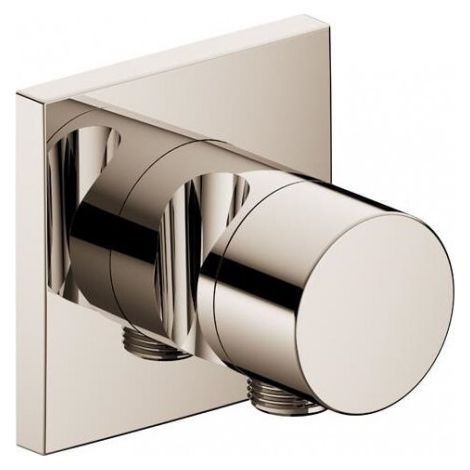 Robinet Keuco IXMO 59541, robinet d'arrêt avec raccord de flexible et support de douchette encastré, rosette carrée, IXMO Poignée pure, Coloris: Nickel poli - 59541040202