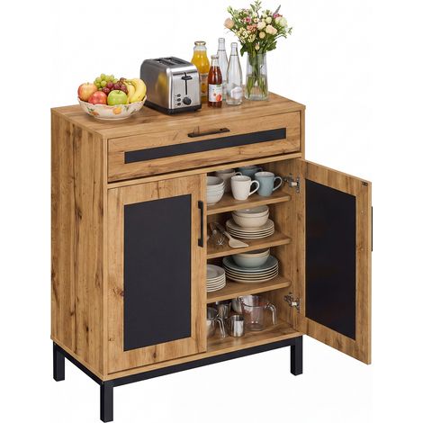 COSTWAY Sideboard Cabinet 2-Door Buffet Cabinet with Drawer 3 Removable Shelves