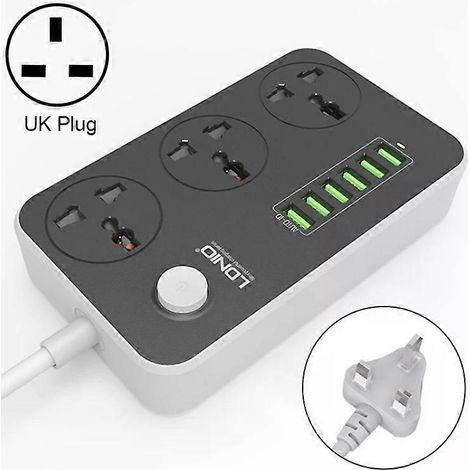 Adaptateur de voyage USB 6 ports compatible - câble de 2 mètres, prise britannique - LDNIO SC 4 (1/5)