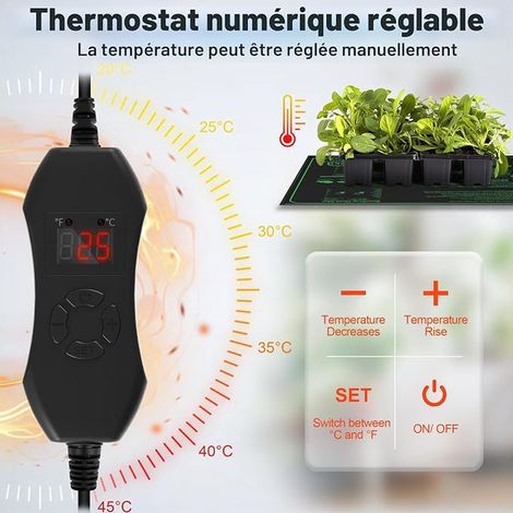 Tapis Chauffant pour Plantes avec - Rapide, Protection Contre Le feu, Tapis Chauffant pour la Germination et la régulation de la température-50 50cm (1/4)