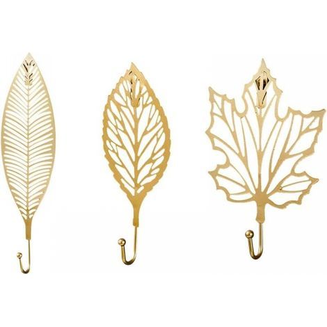 3PCS Vintage Wall Hooks, Metal Coat Hooks without Drilling, Vintage Coat Hooks, Gold Leaf-Shaped Hooks, Rustic Hooks for Keys, Towels, Decorative Hooks (1/5)