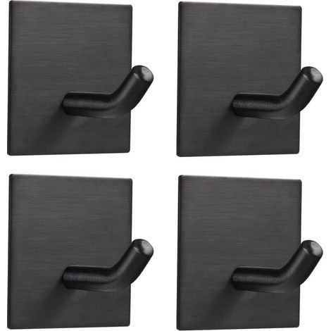 Juego de 4 ganchos adhesivos de acero inoxidable de alta resistencia para cocina, baño, puerta principal, toallas, abrigos, llaves, batas de baño, juego de 4 (1/4)