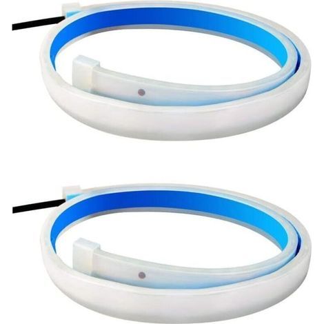 Set of 2 High Brightness LED Daytime Running Light Strips, Turn Signals for Car, SUV, Camper Van, Truck, Blue and Yellow Light (1/4)