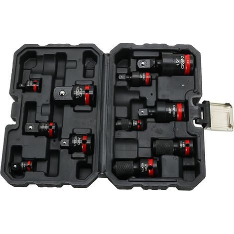 Lot de 11 adaptateurs de douilles à impact universel de 6,35 mm, 9,5 mm, 1,27 cm, convient à la plupart des mécaniciens d'outils électriques et des adaptateurs de douilles à impact (1/5)
