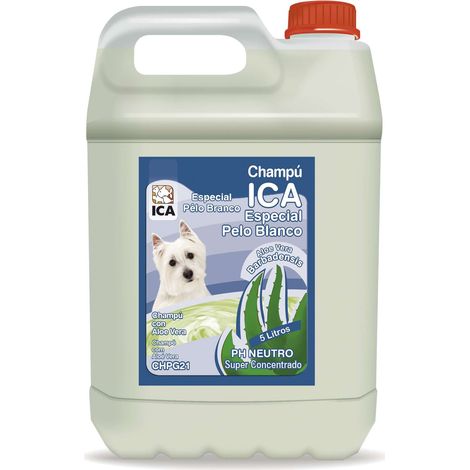 ICA CHPG21 - Shampoo Speciale per Capelli Bianchi con Aloe Vera, per Cani, PH Neutro, Pelo Bianco Intenso e Brillante, con fragranza Talco, 5 l