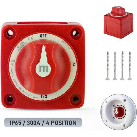 Interrupteur rotatif à 3 ou 4 positions pour batterie, coupe-circuit double, série M, usage marin, 32 V, 300 A, robuste – JXLGV (1/5)