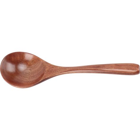 Cuillère en bois de style japonais, ronde, faite à la main, pour soupe, vaisselle et décoration de cuisine, pour manger, mélanger et remuer. (1/5)