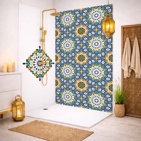 Lot de 2 panneaux de douche en PVC (90x220 & 120x220 cm) + profilés blanc - Zeljane - bleu