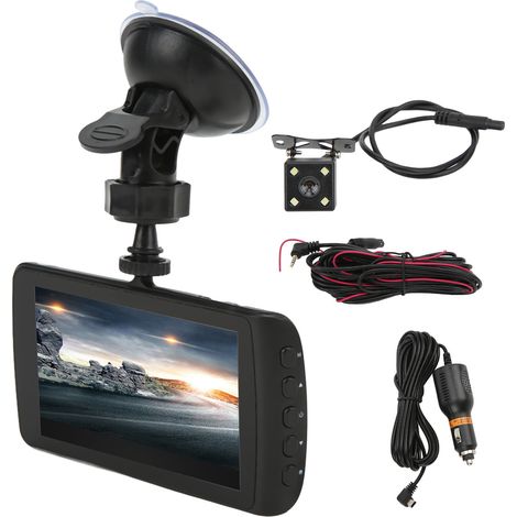 Enregistreur de conduite 4-en-1 170° grand angle double caméra vision claire 1080P surveillance de stationnement dashcam auto (1/5)