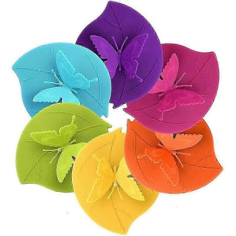 Couvercles en silicone avec motif papillon et joint hermétique pour bols, tasses, casseroles et poêles (1/5)