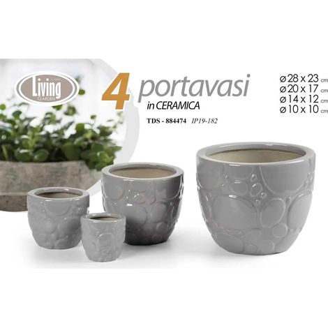 Set 4 portavasi in ceramica verdi Ø29/21/15/12 cm