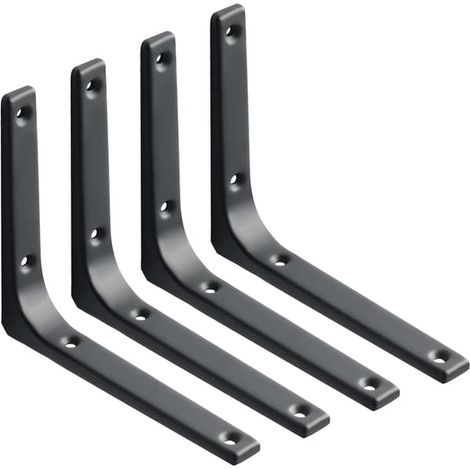 Support mural pour étagère, lot de 4 supports métalliques 150 mm x 125 mm, très résistants (1/5)