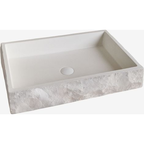 SKLUM Rechteckiges Waschbecken 60x40 cm aus Zement Ushba Eierschale                                  