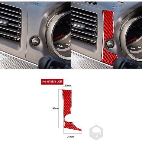 (Côté conducteur principal A) Compatible avec Mitsubishi Lancer EVO X MR 2008-2015 - Accessoires auto - Kit d'autocollants décoratifs intérieurs en fibre de carbone rouge pour porte de garage relevabl (1/5)