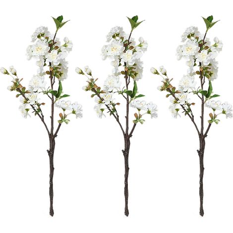 Lot de 3 branches de fleurs artificielles blanches pour la décoration de mariage et d'intérieur (1/3)