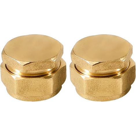 Lot de 2 bouchons de raccord à vis, 16 mm x 2 mm, pour tube composite en aluminium, raccord à vis, bague de serrage en laiton, pour tube composite multicouche, tuyau composite en aluminium, chauffage (1/5)