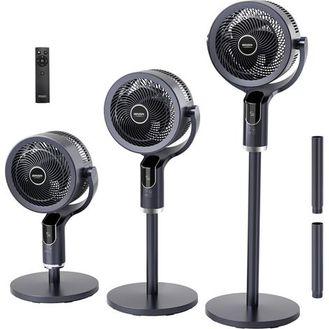 Ventilateur sur Pied Silencieux 3 en 1, Circulateur d’Air Puissant, 8 Vitesses, 3 Modes, Minuterie 9H, Télécommande + Écran Tactile, Oscillation 90° H / 90° V, Hauteur réglable 61-109 cm, Noir (1/5)