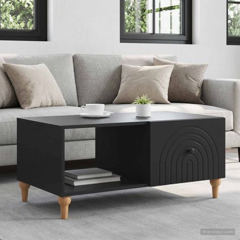 Table basse avec rangement Noir en bois d’ingénierie 90 x 50 x 40 cm - PANGIVO (1/5)