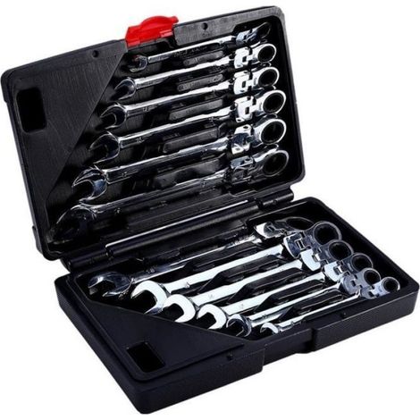 Clé Mixtes à Cliquet 8-19mm Métrique - 12PCS Molette Réversible Mixtes Outil (1/3)