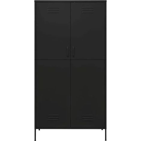 Armoire Métallique 90x50x180 cm, Placard de Rangement en Acier Noir, Meuble de Stockage Robuste avec Étagères Ajustables pour Chambre, Bureau ou Garage (1/5)