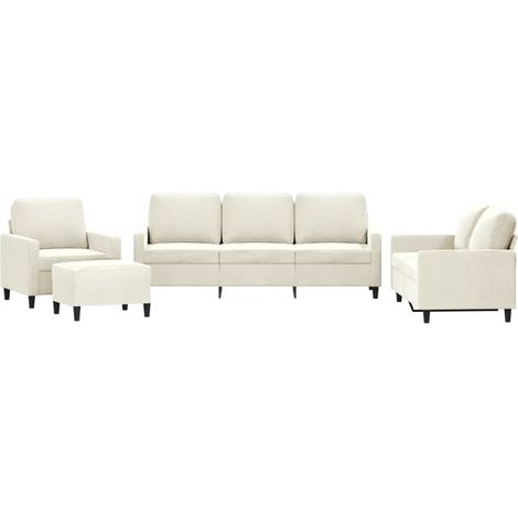 vidaXL Set di Divani 4 pz con Cuscini Crema in Velluto