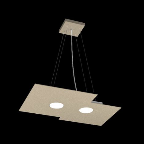 Lampadario moderno top light plate 1129 s2 r+1 gx53 led biemissione metallo sospensione, finitura metallo sabbia