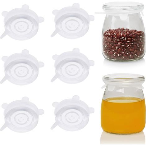 Couvercles en silicone (6 pièces), manchons alimentaires réutilisables, sans BPA, couvercles universels en silicone, conservent la fraîcheur des aliments, compatibles lave-vaisselle (1/5)
