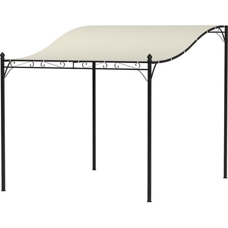 Pergola 3x2,5m murale jardin auvent ombre blanc crème cadre métallique résistant eau trous drain