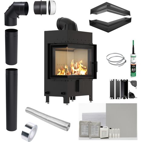 Kamin KRATKI LUCY Links 12 kW Ø200 Einbauset mit Schließung (1/5)
